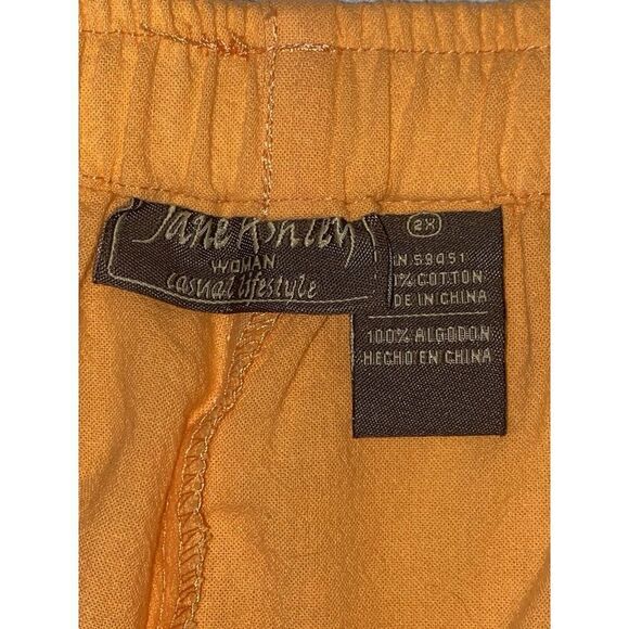 Jane Ashley Pull-On Pants Crop Capri Orange Drawstring Embellished Embroidery 2X - Picture 16 of 16
